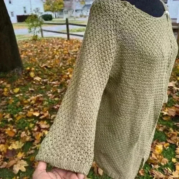 Berretti Made In Italy Beige Knitted Crossover Cardigan Sweater Women's Medium - Picture 5 of 6